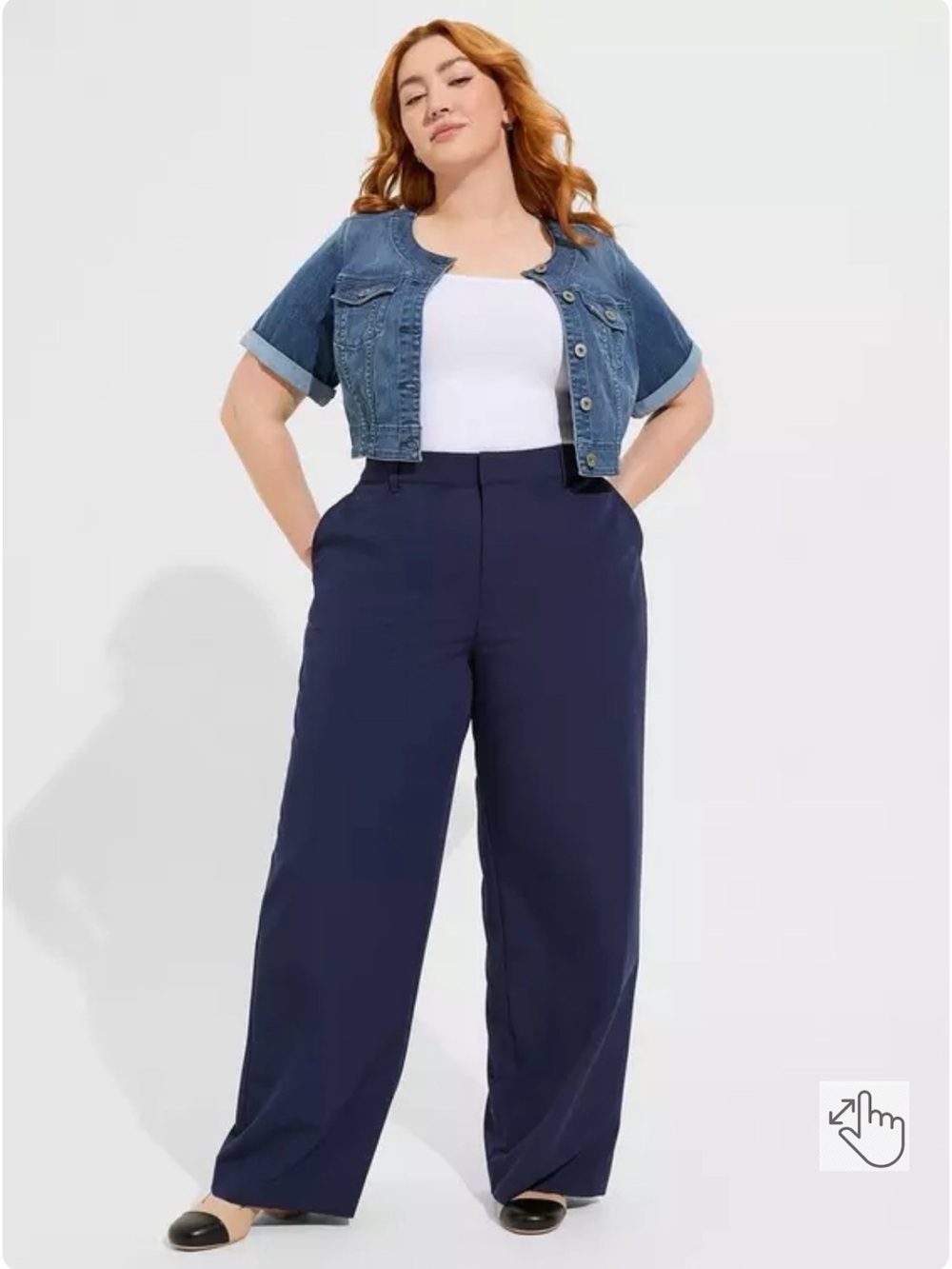 Navy Blue Wide Leg Dress Pants
